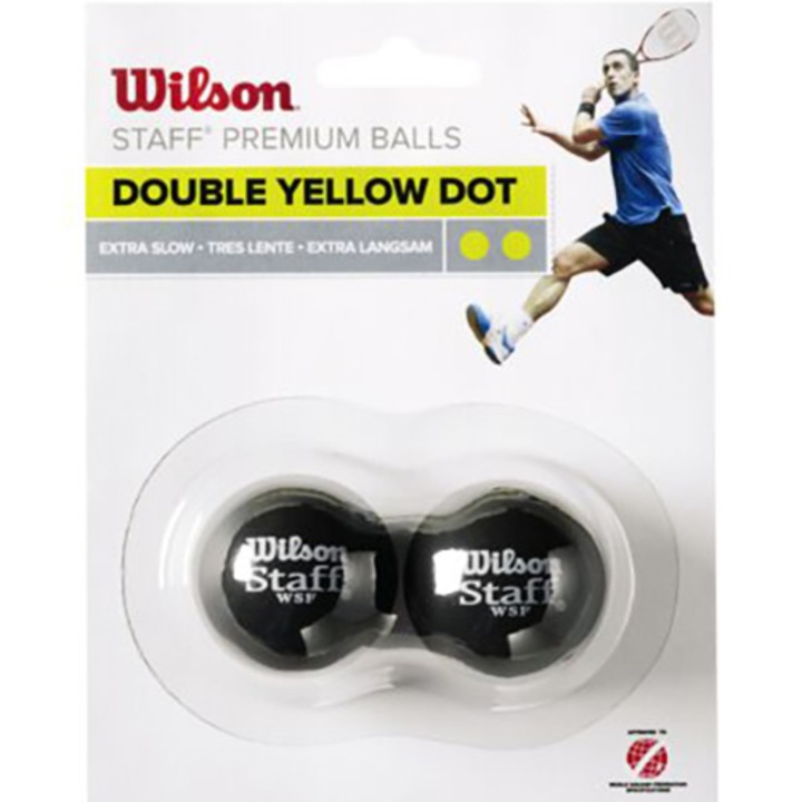 Set 2 mingi de squash Wilson, galben, 2 buline