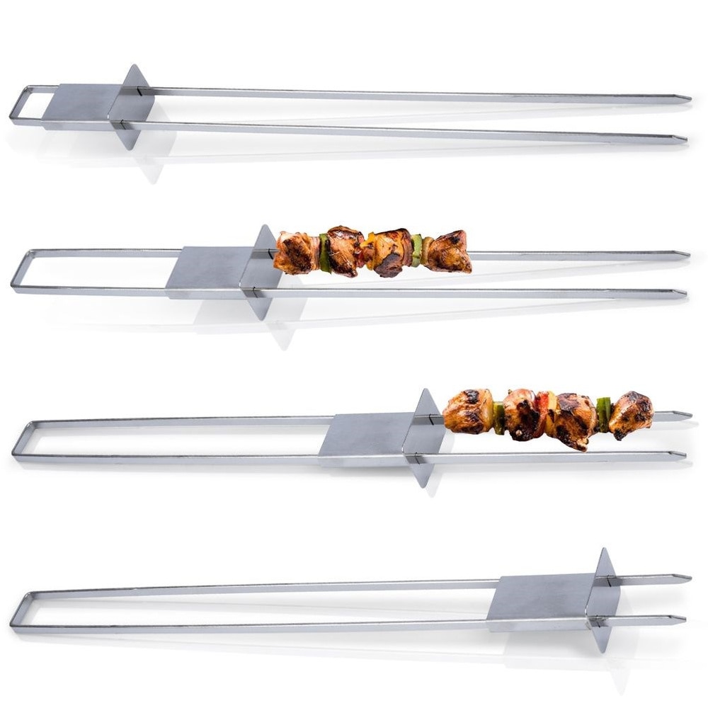 Set 4 Frigarui Pentru Gratar, BBQ, 36x3 cm, Inox, Argintiu