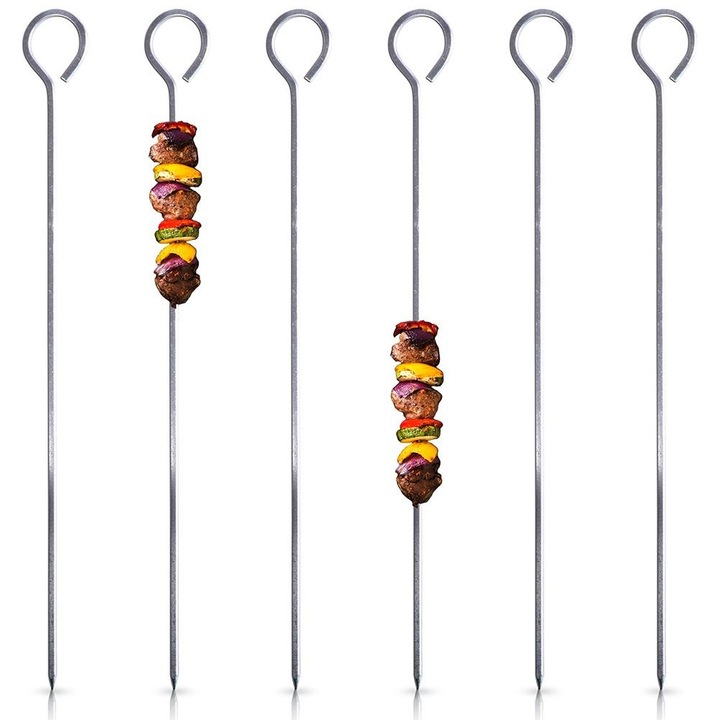 6 db-os grillnyárs készlet, Orion, 23,5 cm, fém, ezüst