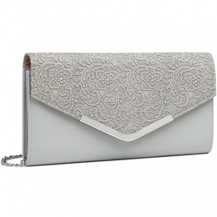 Вечерна чанта клъч Miss Lulu LP2312GY, Сив