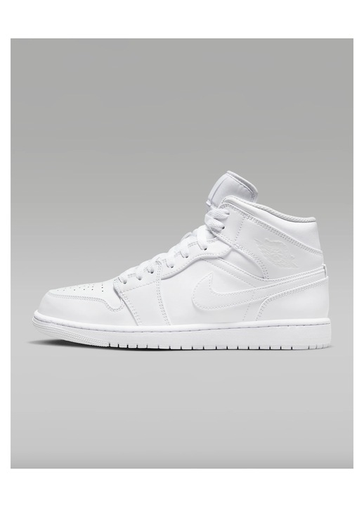 Pantofi sport pentru barbati AIR JORDAN Mid 1, Marimea 40, alb, piele naturala, Talpa din cauciuc cu sistem de amortizare Air, model 554724-136
