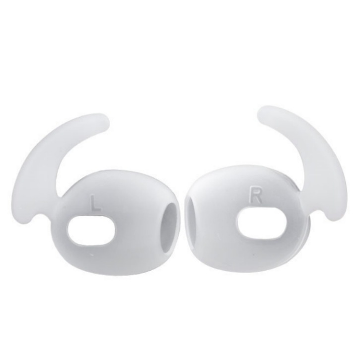 Set dopuri silicon Compatibil cu Apple AirPods 3, Tip carlig, enkourakoko® AirPodSkin, Fixare precisa in ureche, Suport sustinere, Transparent