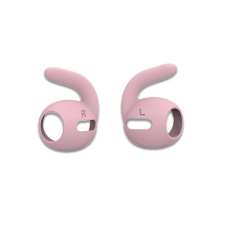 Set dopuri silicon Compatibil cu Apple AirPods pro /pro 1, Tip carlig, enkourakoko® AirPodSkin, Fixare precisa in ureche, Suport sustinere, Roz