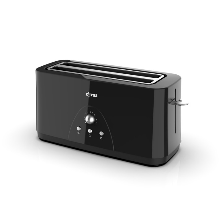 Kenyérpirító, Dyras T-2X2B, 1400 W, 4 Szeletes, Fekete