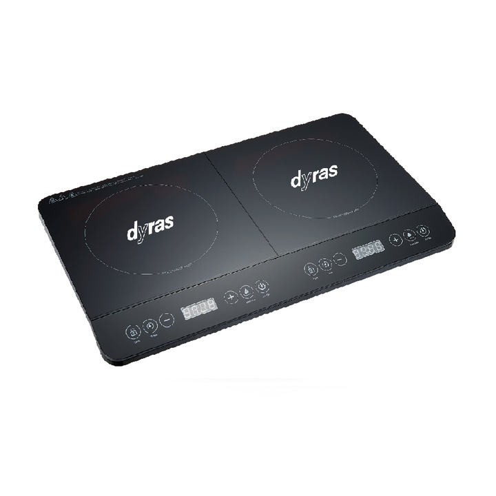 Indukciós főzőlap, Dyras, IC-002B, 2000 + 1500 W, 10 fokozat, LED, Fekete