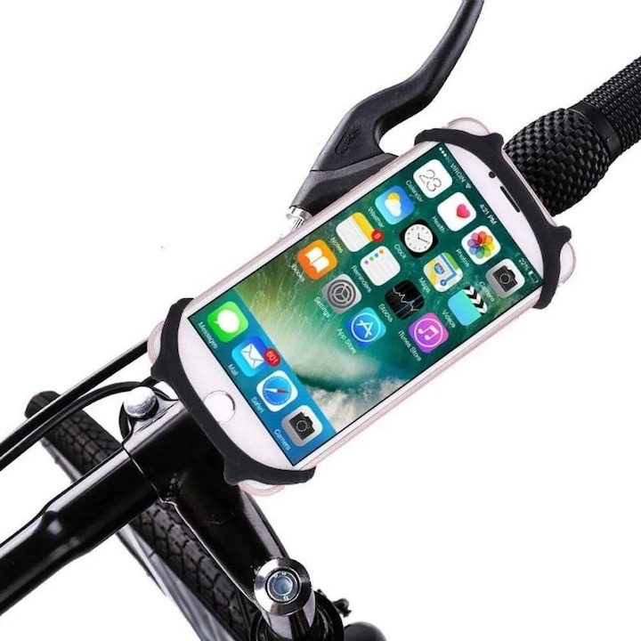 Suport Telefon eMazing pentru Bicicleta, Motocicleta, Trotineta, din Silicon 4-7 inch, Negru