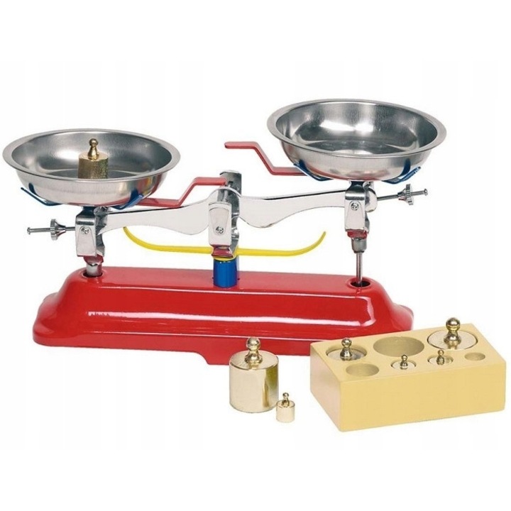 Fém gyerekmérleg súlyzókkal, Goki, fém, oktatási, 25,5x14,5 cm