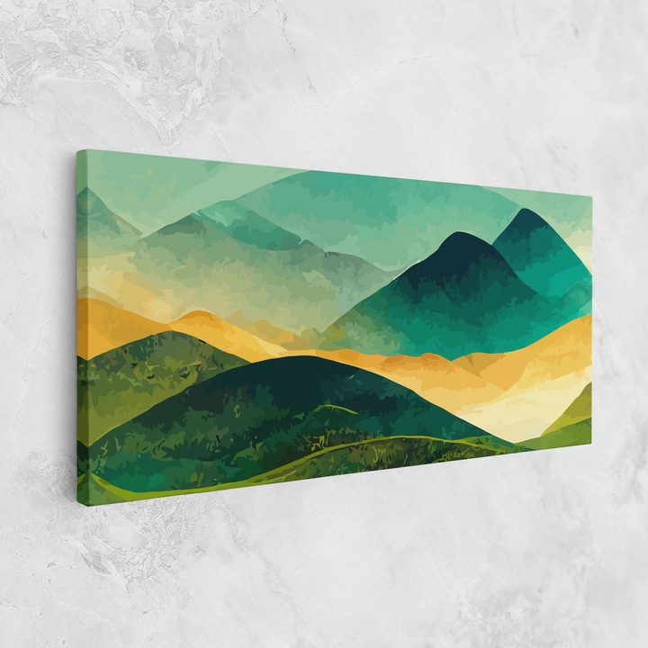 Tablou Canvas, 60x120 cm, Dormitor Si Living, Moderne, Textura De Pictura, Green Art Mountain