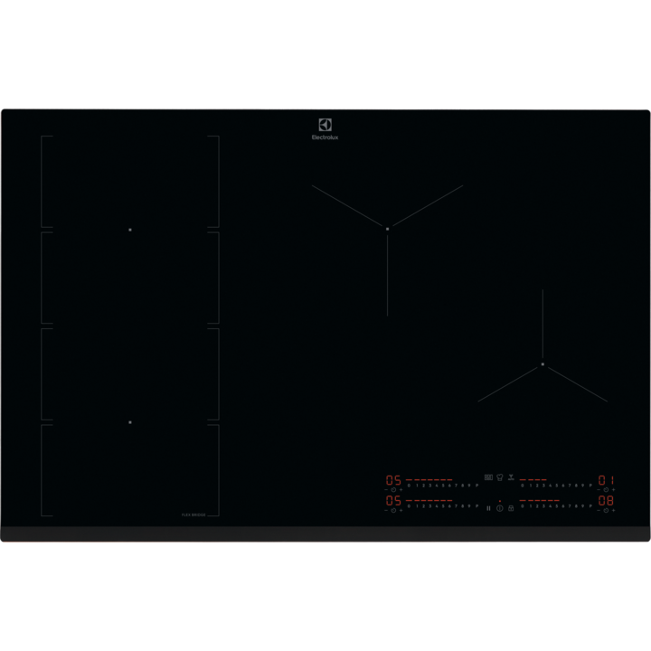 Плот за вграждане Electrolux EIV85453, Индукция, 5 зони за готвене, Booster, Сензорно управление, Таймер, Възможност за свързване на абсорбатор, 78 см, Черен