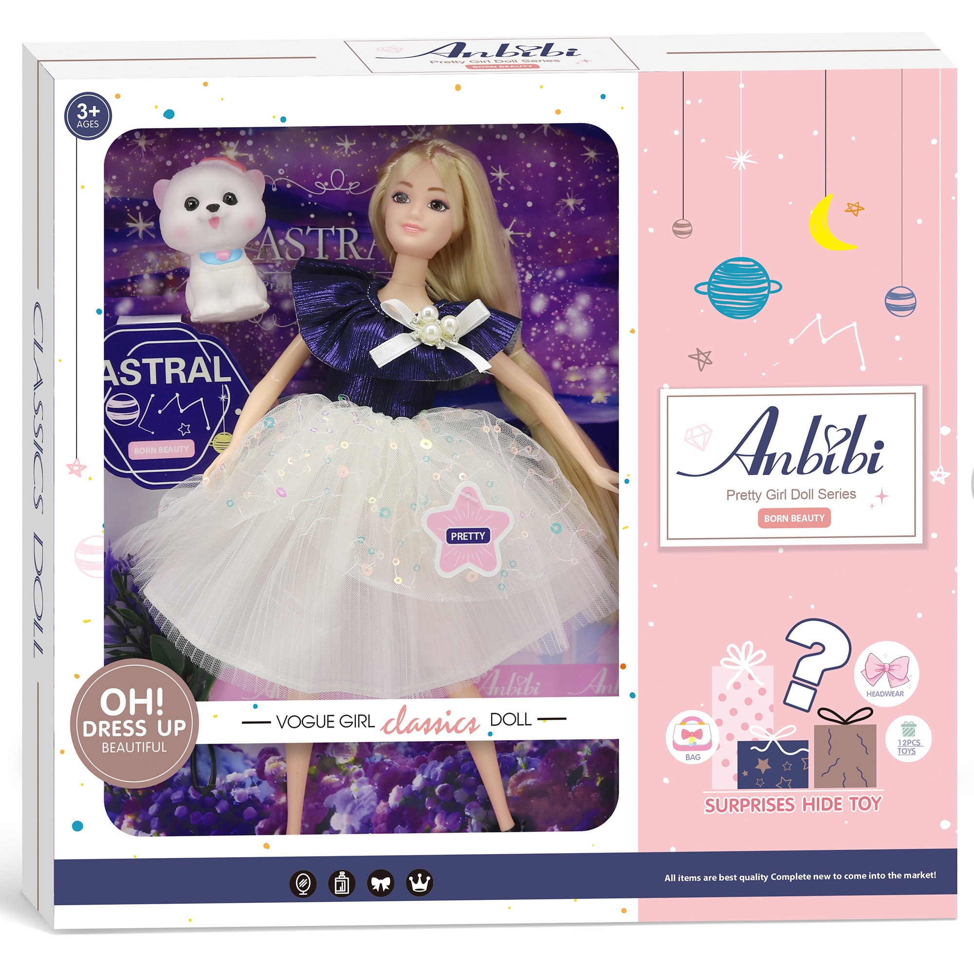 Papusa Mappy Star Sky blue, cu accesoriu surpriza