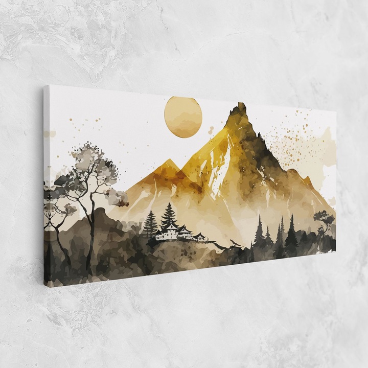 Tablou Canvas, 40x80 cm, Dormitor Si Living, Peisaje, Munti, Gold Mountain Art