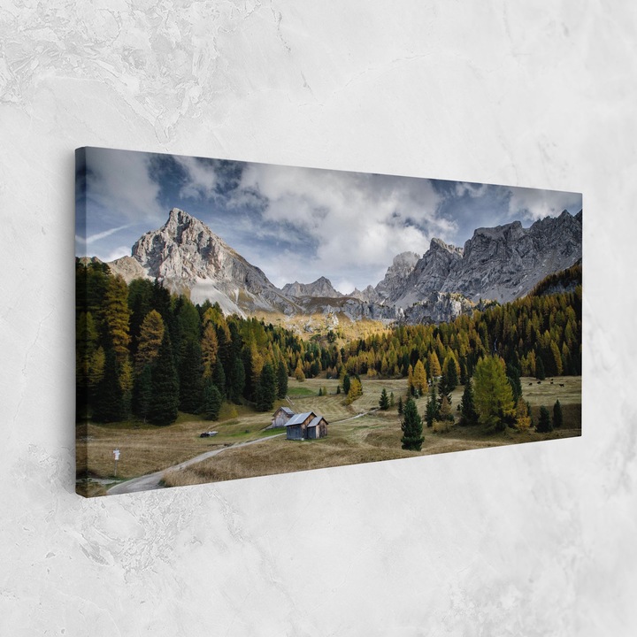 Tablou Canvas, 60x120 cm, Dormitor si Living, Peisaje, Munti, Cloudy Mountains View