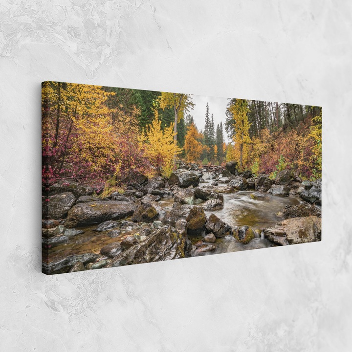 Картина на платно, ARTHUB, 60x120 cm, Спалня и Дневна, Пейзажи, Есен, Autumn Stream