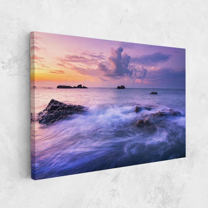 Tablou Canvas, 80x120 cm, Dormitor Si Living, Peisaje, Plaje, Purple Seascape