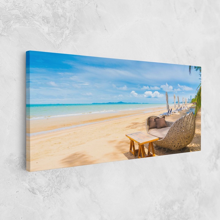 Tablou Canvas, 60x120 cm, Dormitor si Living, Peisaje, Plaje, Dinning Blue Sky