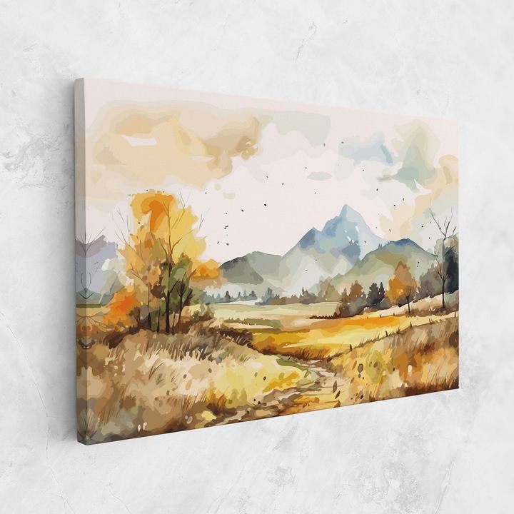 Картина на платно, ARTHUB, 30x40 cm, Спалня и Дневна, Пейзажи, Есен, Yellow Blue Autumn