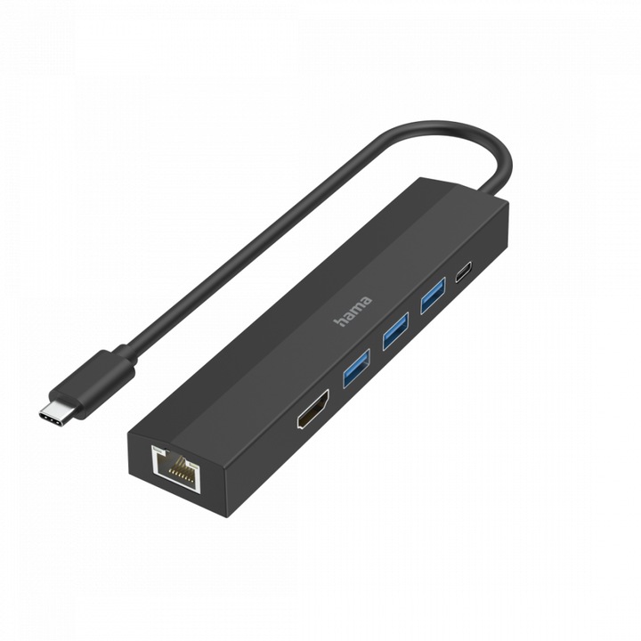 USB-C hub HAMA, többportos, 6 port, 3 x USB-A, USB-C, HDMI, LAN/Ethernet
