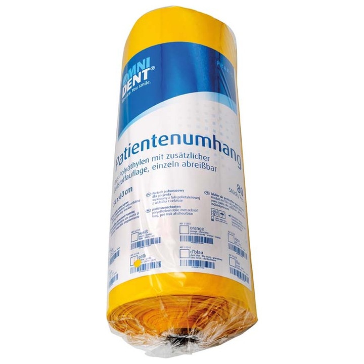 Eldobható sárga ruha betegeknek, 54 x 60 cm, tekercs 80 db