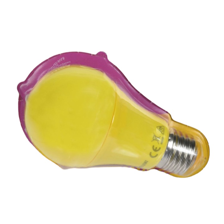 LED крушка с цокъл Е27, лунима против насекоми, A60, 7W, 220-240V, икономична, Жълта