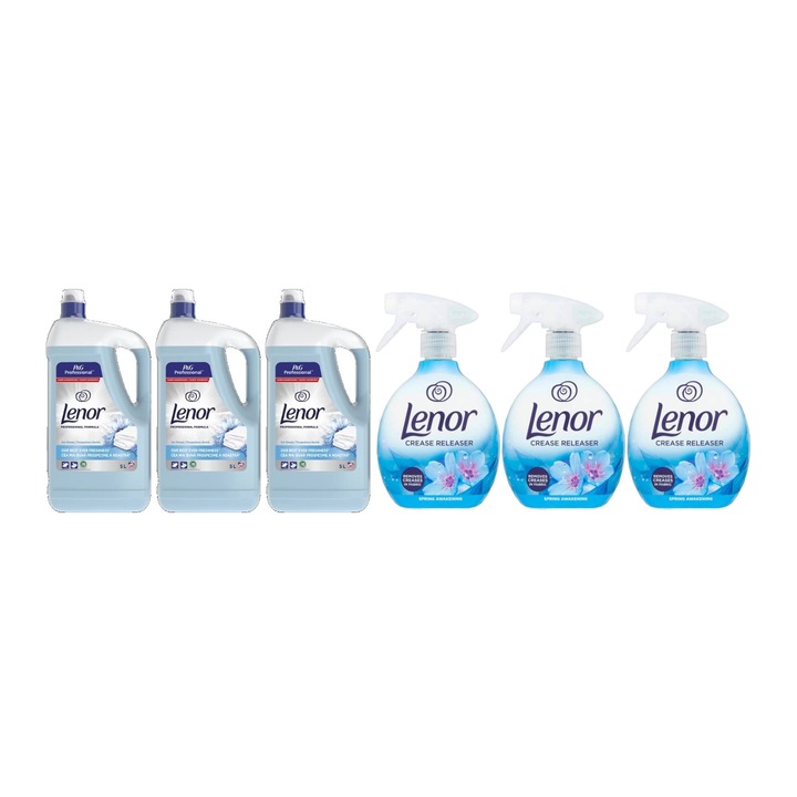 Омекотители, Комплект 6 x Lenor Variety Bundle, 3 x Balsam Rufe Linen Care Spring 5л, 3 x Spring Awakening 500 мл, Деликатна грижа за тъканите, Защита срещу износване, Защита срещу варовик, Намалени алергени