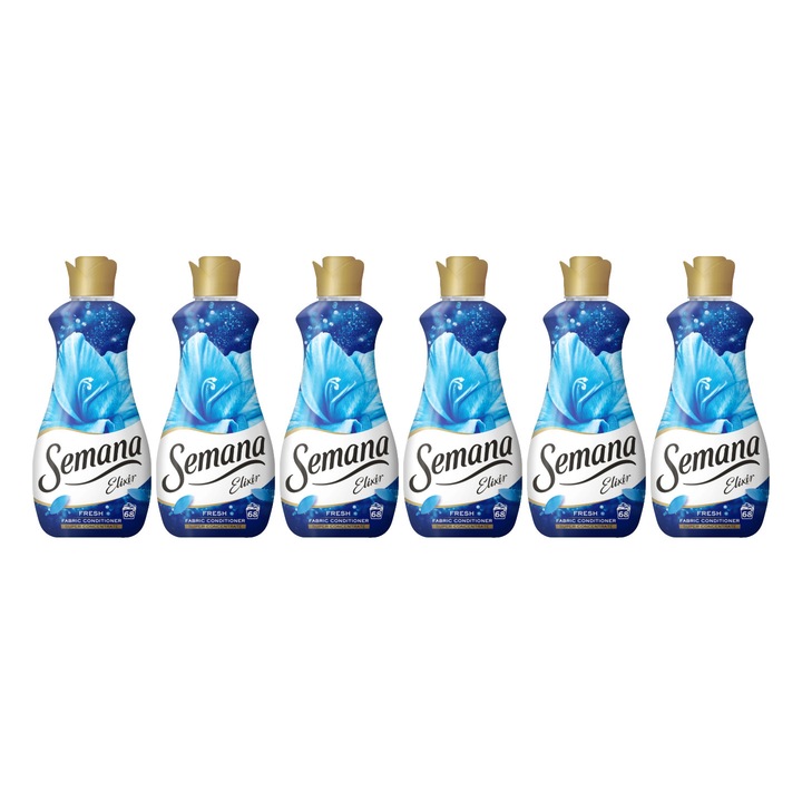 Комплект от 6 x Semana балсам за пране Elixir Fresh 1.7L 68 изпирания, деликатна грижа за тъканите, защита срещу износване, защита срещу варовик, намалени алергени, технология против миризми