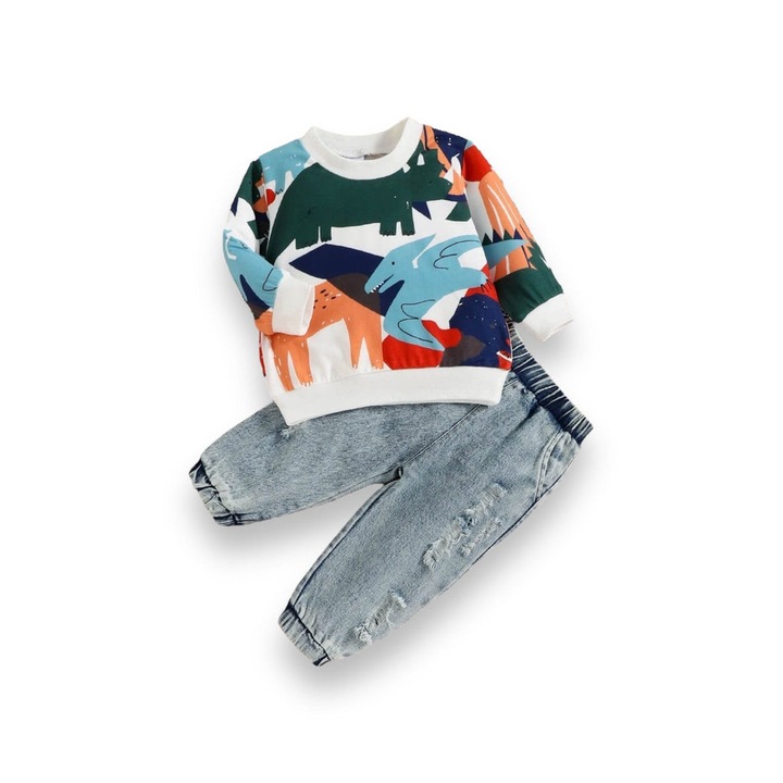 Комплект за момченце с принт на динозаври