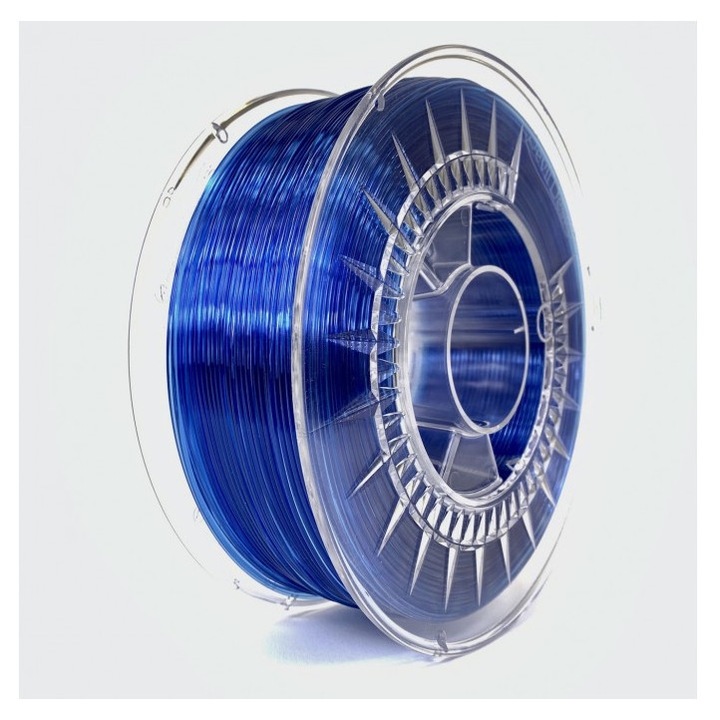 Filament PETG albastru intens transparent Devil Design 1.75mm, 1kg