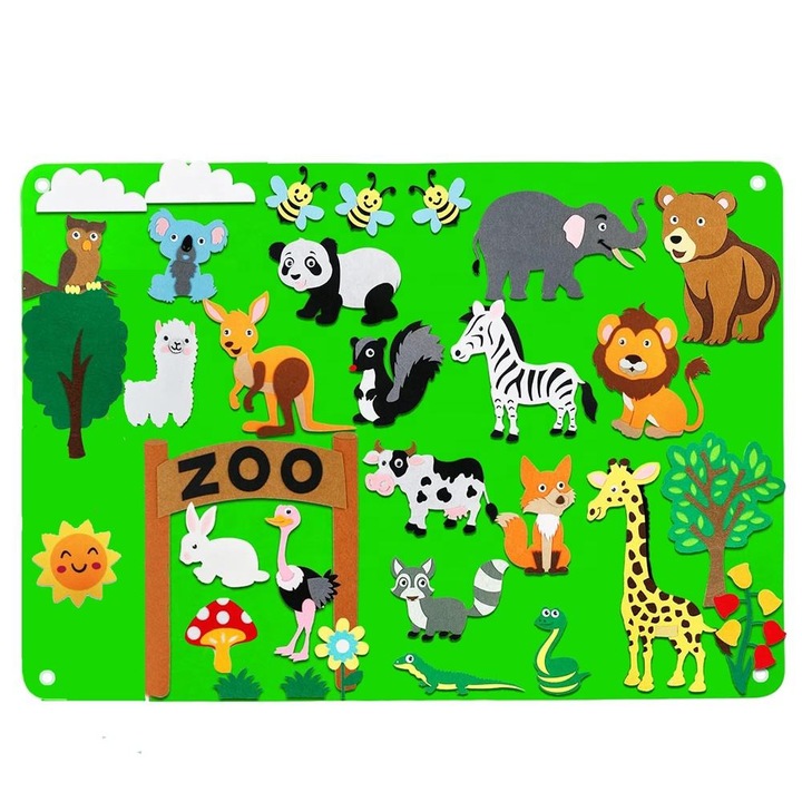 Plansa Gradina Zoologica din fetru AYCUN™, 105 x 75 cm