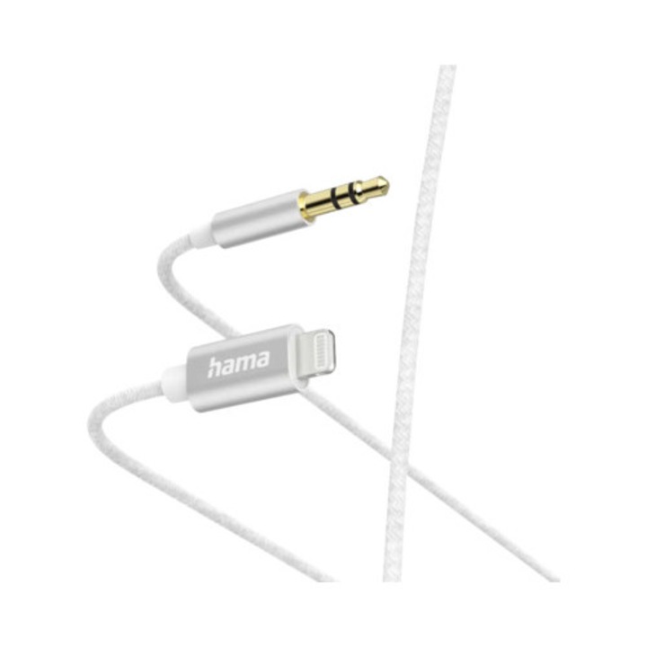 Cablu Audio Auxiliar Hama Compatibil Cu Lightning La Jack 3.5mm 1m Alb