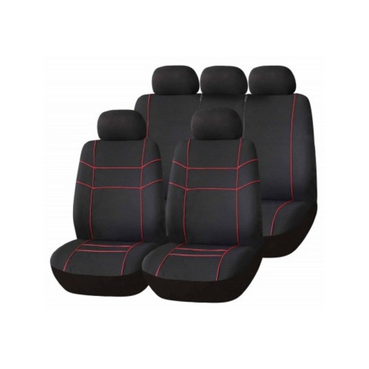 Huse Scaun Universale "VECTOR" Negru/Rosu Bottari