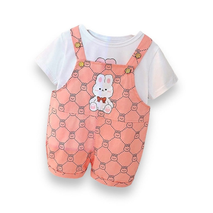 Két darabból álló szett, rózsaszín jumpsuit és SERENA póló