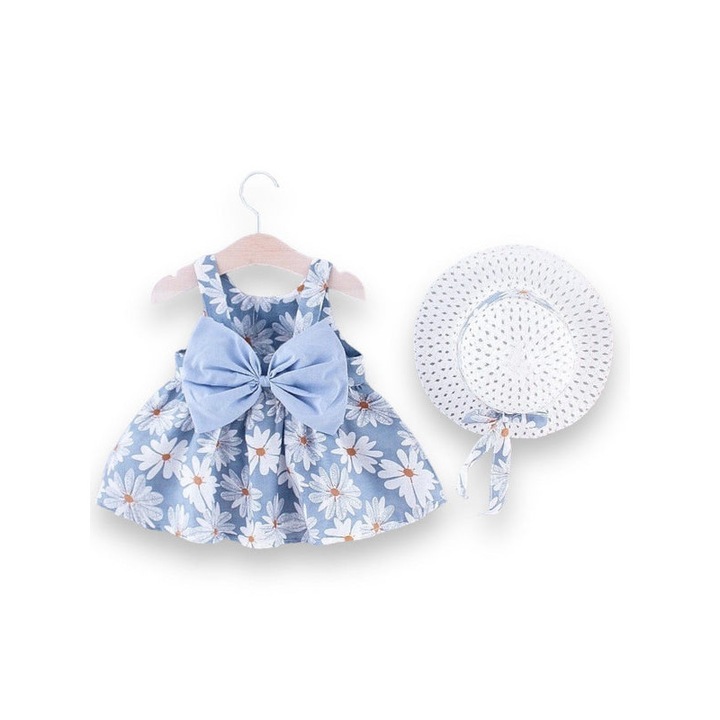 Рокля и шапка BLUE-FLORAL, Син