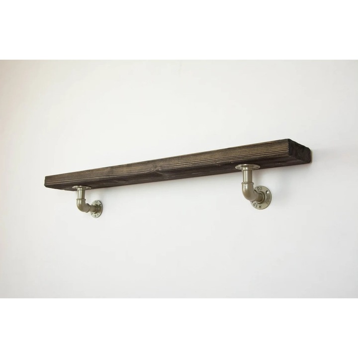 Raft de perete in stil industrial, Gloucester, 60x15x20 cm, gri deschis/nuc