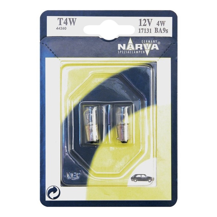 Комплект от 2 блистерни крушки T4W 12V Narva