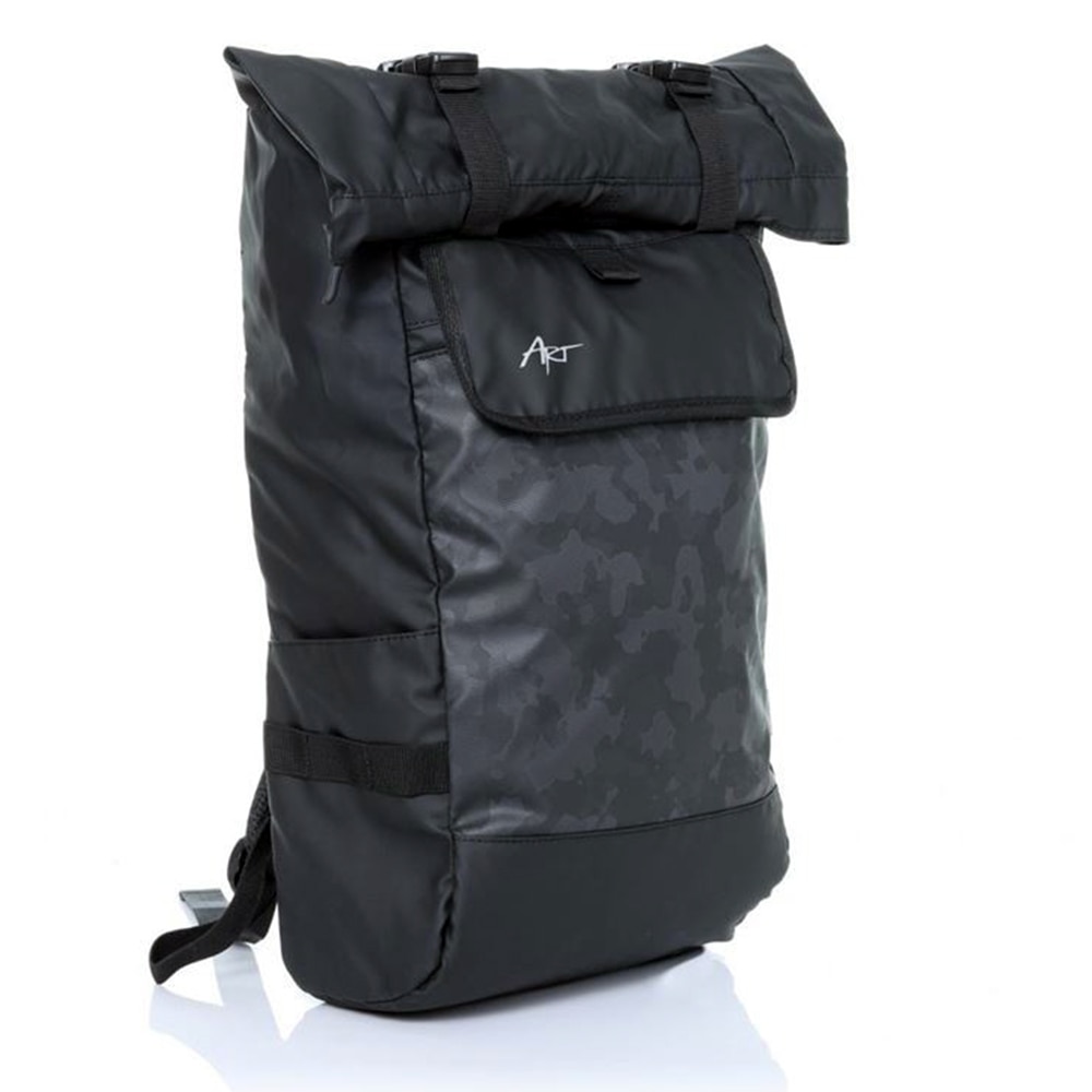 Rucsac Troop pentru Laptop 15.6”, OPTIM SOLUTION, Functie Roll-top, Multi-pockets, Fixare Magneti, Universal, Suport Ergonomic, Waterproof, Poliester 300D, High-Load Capacity, Curele Reglabile, Interior Captusit, Negru