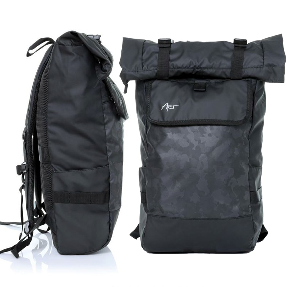 Rucsac Troop pentru Laptop 15.6”, OPTIM SOLUTION, Functie Roll-top, Multi-pockets, Fixare Magneti, Universal, Suport Ergonomic, Waterproof, Poliester 300D, High-Load Capacity, Curele Reglabile, Interior Captusit, Negru
