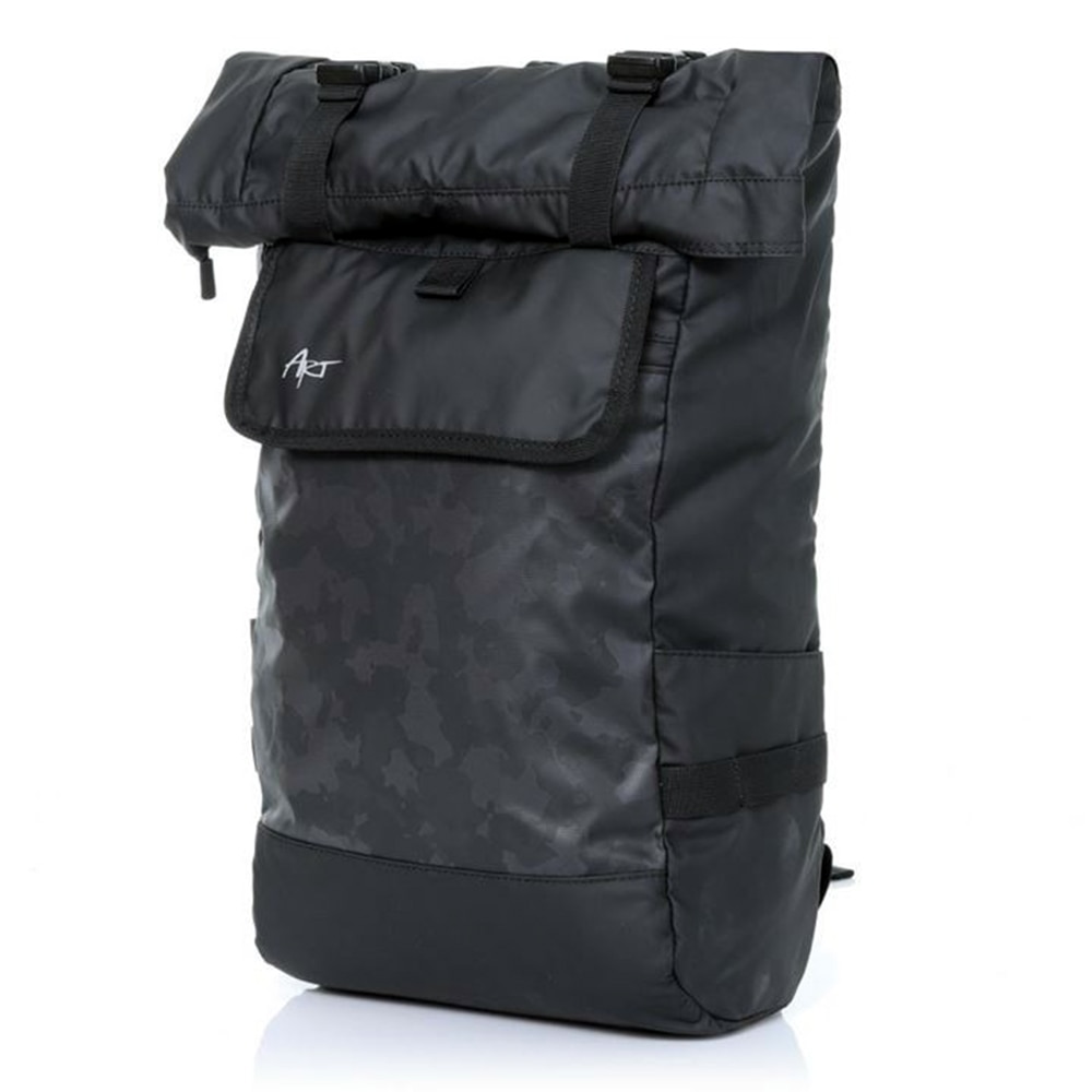 Rucsac Troop pentru Laptop 15.6”, OPTIM SOLUTION, Functie Roll-top, Multi-pockets, Fixare Magneti, Universal, Suport Ergonomic, Waterproof, Poliester 300D, High-Load Capacity, Curele Reglabile, Interior Captusit, Negru