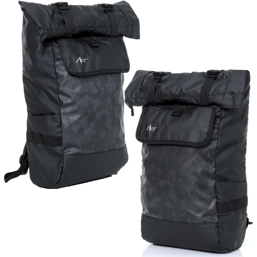 Rucsac Troop pentru Laptop 15.6”, OPTIM SOLUTION, Functie Roll-top, Multi-pockets, Fixare Magneti, Universal, Suport Ergonomic, Waterproof, Poliester 300D, High-Load Capacity, Curele Reglabile, Interior Captusit, Negru