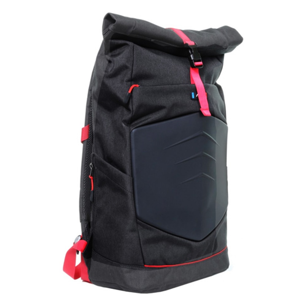 Rucsac DaredevilRouge pentru Laptop 15.6”, OPTIM SOLUTION, Functie Roll-top, Port USB, Multi-pockets, Universal, Design Ergonomic, Waterproof, Poliester 300D, High-Load Capacity, Curele Reglabile, Interior Captusit, Negru/Roz
