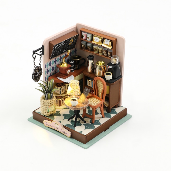 Casa in miniatura 3D, Transit Coffe, DIY, 8.5 x7.5x7.5 cm