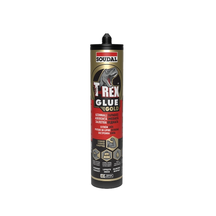 Adeziv de Montaj Flexibil cu Uscare Rapida T-Rex Glue Gold Extreme Power 290mL