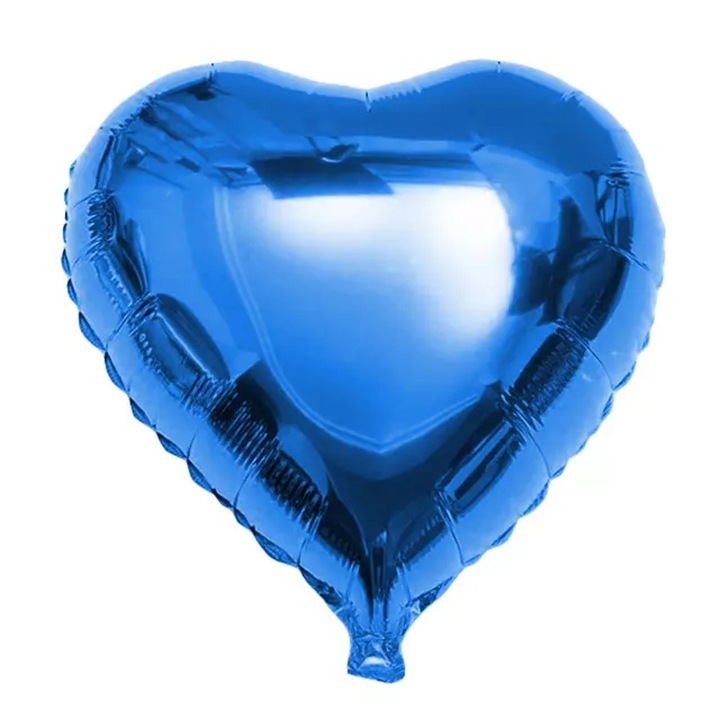 Balon folie in forma de inimioara, cromat, 45 cm, albastru