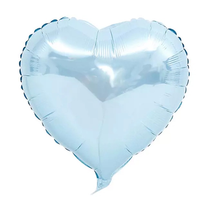 Balon folie in forma de inimioara, cromat, 45 cm, albastru deschis