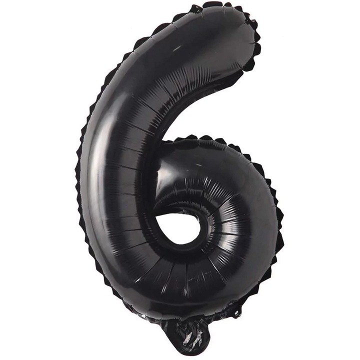 Balon folie in forma de cifra, Negru, 100 cm, Cifra 6