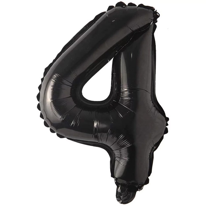 Balon folie in forma de cifra, Negru, 100 cm, Cifra 4