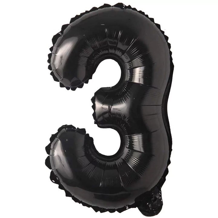 Balon folie in forma de cifra, Negru, 100 cm, Cifra 3