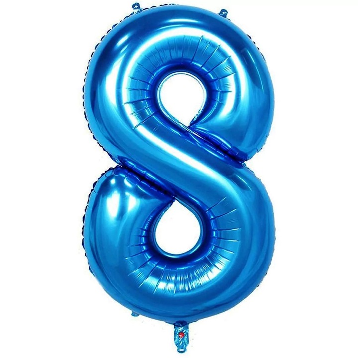 Balon folie in forma de cifra, Albastru, 100 cm, Cifra 8
