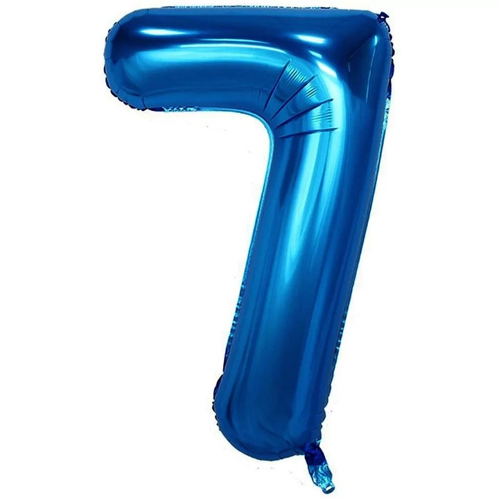 Balon folie in forma de cifra, Albastru, 100 cm, Cifra 7