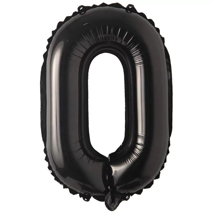 Balon folie in forma de cifra, Negru, 100 cm, Cifra 0
