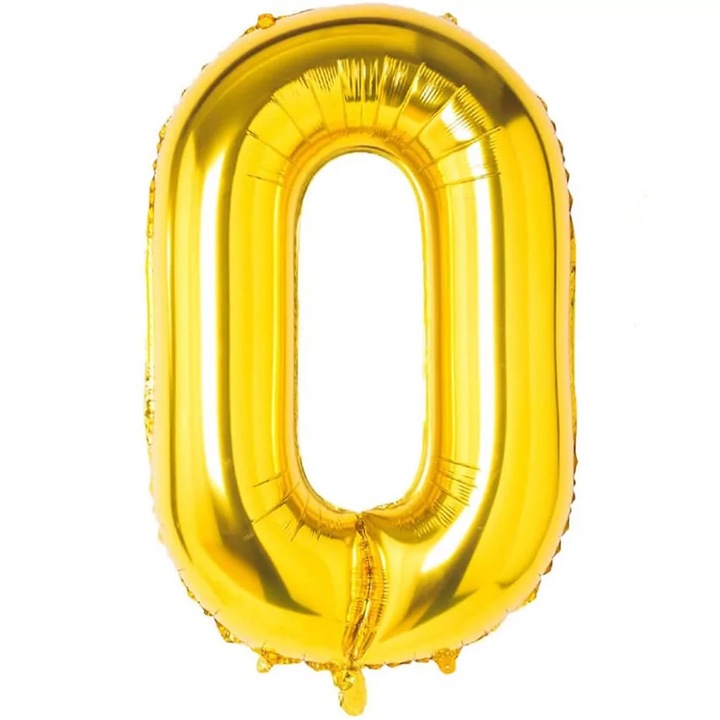 Balon folie in forma de cifra, Auriu, 70 cm, Cifra 0